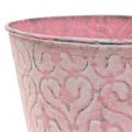 Floristik24 Zinc pot with pink decor Ø12cm H10cm