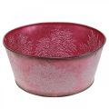 Floristik24 Plant bowl for autumn, metal container with leaf decoration, decorative pot wine red Ø25cm H11cm