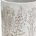 Floristik24 Vase concrete white flower vase with relief flowers Ø12.5cm 2 pieces
