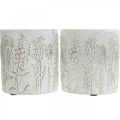 Floristik24 Vase concrete white flower vase with relief flowers Ø12.5cm 2 pieces