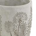 Floristik24 Vase concrete white flower vase with relief flowers vintage Ø14.5cm