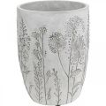 Floristik24 Vase Concrete White Flower vase with relief flowers vintage Ø18cm