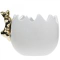 Floristik24 Easter bowl decorative bowl ceramic egg white golden rabbit 2pcs