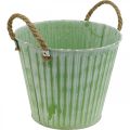 Floristik24 Plant bucket, metal pot with handles, decorative planter for planting pink/green/yellow shabby chic Ø12cm H10cm set of 3