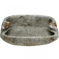 Floristik24 Concrete bowl oval white gray brown with handles antique L25cm