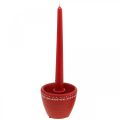 Floristik24 Red cachepot with candle holder Decorative pot concrete Ø10cm H8cm 4pcs