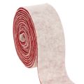 Floristik24 Two-tone pot hinge made of 100% wool as a decorative felt ribbon, white/red, 7.5cm wide, 5m long