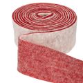 Two-tone pot hinge made of 100% wool as a decorative felt ribbon, white/red, 7.5cm wide, 5m long | Floristik24.ie