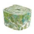Floristik24 Pot tape, spring decoration, felt tape green, blue, white mottled 15cm 5m