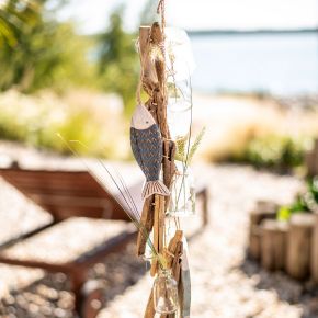 Floristik24 Driftwood garland maritime driftwood decoration with glass vases 70cm