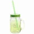 Floristik24 Drinking glass with lid and straw assorted Ø7cm H13.5cm 2pcs
