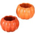 Planter ceramic pumpkin plant pot orange Ø9.5cm H6.5cm 4 pcs | Floristik24.ie