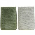 Floristik24 Planter ceramic white green relief mesh 12x12cm H17.5cm 2pcs