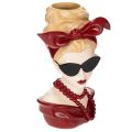 Floristik24 Head vase of a woman with sunglasses and pearl necklace, 30cm