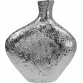 Decorative vase metal hammered flower vase silver 24x8x27cm