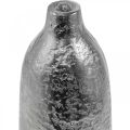 Decorative vase metal hammered flower vase silver Ø9.5cm H32cm