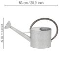 Vintage metal watering can, silver-grey, stylish garden decoration, flower vase, L53cm H29cm | Floristik24.ie
