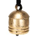 Floristik24 Vintage gold bell with black velvet ribbon, H15cm