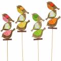 Floristik24 Spring decoration birds with stick wood sorted H10.5cm 12pcs