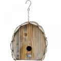 Decorative Nesting Box Bird House Wooden Garden Decor Natural White Washed H22cm W21cm