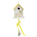 Floristik24 Decorative bird house to hang yellow-white 12cm