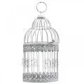 Birdcage for hanging, decorative aviary, metal decoration, shabby chic white Ø12.5cm H25cm
