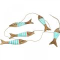Floristik24 Maritime decorative hanger wooden fish for hanging turquoise L123cm