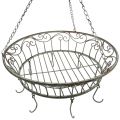 Floristik24 Metal basket decorated for hanging 63cm gray-brown