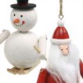 Floristik24 Christmas tree decorations wood Santa Claus and snowman 11cm set of 2