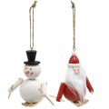Floristik24 Christmas tree decorations wood Santa Claus and snowman 11cm set of 2