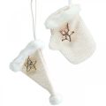 Floristik24 Christmas pendant felt glove pointed hat cream 6 pieces