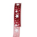 Floristik24 Christmas ribbon organza with stars 25mm 20m