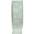 Floristik24 Christmas ribbon snowflake gift ribbon light green 35mm 15m