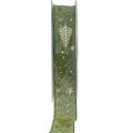 Floristik24 Christmas ribbon fir gift ribbon green gold 25mm 15m