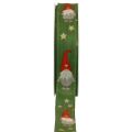 Floristik24 Christmas Ribbon Gnome Green 25mm 20m