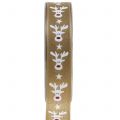 Floristik24 Christmas ribbon with reindeer brown 25mm 20m