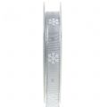 Floristik24 Christmas ribbon with snowflake gray 15mm 20m