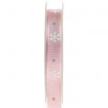 Floristik24 Christmas ribbon with snowflake pink 15mm 20m