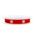 Floristik24 Christmas ribbon with snowflake red 15mm 20m