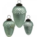 Floristik24 Christmas tree ornaments acorn glass mint 11-14.5cm set of 3
