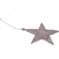 Floristik24 Christmas decoration star pendant pink glitter 10cm 12pcs