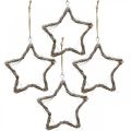 Floristik24 Christmas decoration star elm stars to hang white washed 20cm 4pcs