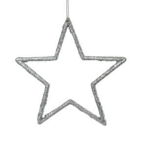 Floristik24 Christmas decoration star pendant silver glitter 12cm 12pcs