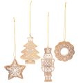 Floristik24 Christmas ornaments, gingerbread, icing look, nutcracker, star, tree, wreath, 6cm, 4 pieces