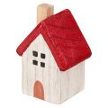 Christmas house wooden Christmas decoration white red 7cm 6 pieces | Floristik24.ie