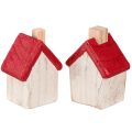 Christmas house wooden Christmas decoration white red 7cm 6 pieces | Floristik24.ie