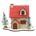 Floristik24 Christmas house with LED lighting natural, red wood 20 × 15 × 15cm