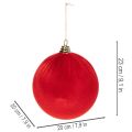 Red velvet-look Christmas bauble, large 20cm Christmas tree bauble, 3 pieces | Floristik24.ie