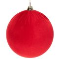 Floristik24 Red Velvet Christmas Ball, Large Decorative Ball for Hanging, 25cm, 2 Pieces