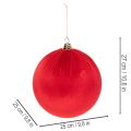 Red Velvet Christmas Ball, Large Decorative Ball for Hanging, 25cm, 2 Pieces | Floristik24.ie